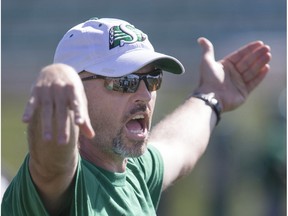 Saskatchewan Roughriders special-teams co-ordinator Craig Dickenson, shown here in a file photo, says it takes time for coverage teams to gel.