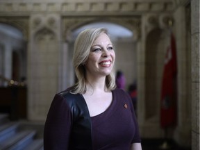 Saskatchewan Senator Denise Batters is shown near the Senate chambers on Parliament Hill in February 2016.