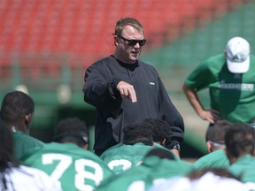 Saskatchewan Roughriders head coach-general manager Chris Jones, shown here in a file photo, defended his team's recent personnel moves Wednesday.