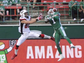 Saskatchewan Roughriders cornerback Buddy Jackson, shown here in a file photo, isn't expected to play Saturday against the host Hamilton Tiger-Cats.
