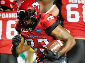 The Calgary Stampeders' Jerome Messam rushed for 109 yards against his former Saskatchewan Roughriders teammates on Thursday.
