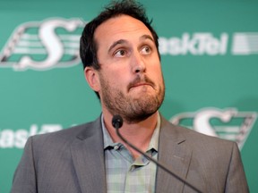 Saskatchewan Roughriders president-CEO Craig Reynolds addresses the CFL's decision to fine the Roughriders for roster violations during a media conference Friday.
