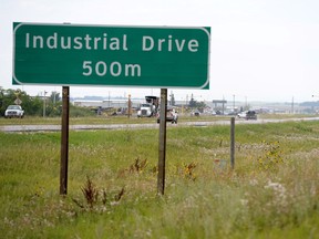 Traffic at the intersection of Highway 6 and Industrial Drive just north of Regina on Wednesday.
