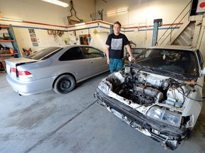 Connor Schulz at his business The Hide Out Do-It-Yourself Garage.