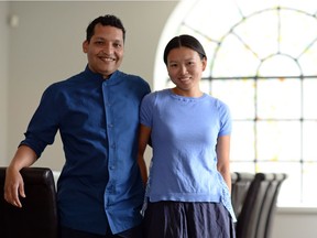 Milton Rebello and his wife Louise Lu stand in their new restaurant Skye Cafe and Bistro that the pair are going to open in the Saskatchewan Science Centre in Regina on Tuesday. TROY FLEECE / Regina Leader-Post