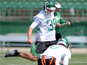 Quinn van Gylswyk, 39, is expected to handle the placekicking for the Saskatchewan Roughriders on Saturday against the visiting Calgary Stampeders.