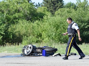 Regina EMS, RCMP and Regina police were all at the scene of a fatal collision involving a motorcycle at Industrial Drive and Highway 6 on Tuesday morning.