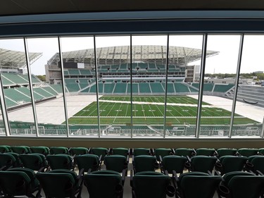 Lounge seating at the new Mosaic Stadium.