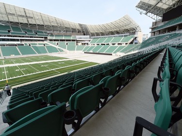 REGINA SK: AUGUST 31, 2016 – The new Mosaic Stadium in Regina during a media tour on Wednesday, August 31, 2016.  The City of Regina along with partners from the Government of Saskatchewan, Saskatchewan Roughriders Football Club announced the substantial completion of the PCL Construction portion of the Regina Revitalization Initiative Stadium Project (RRI) on Wednesday, August 31 at 1 p.m. DON HEALY / Regina Leader-Post