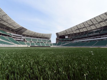 The new Mosaic Stadium from the turf.