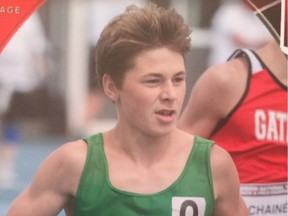 Ron MacLean of Regina competes in the Legion National Youth Track and Field Championships in Sainte-Therese, Que., on the weekend.