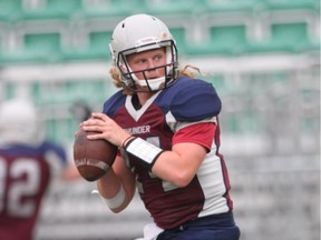 Sawyer Buettner, shown here during the 2015 PFC season, is preparing for his first season as the Regina Thunder's starting quarterback.