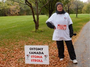 Agnes Parisloff, president of the Regina chapter of the Ostomy Canada Society, participated in the 2015 Ostomy Canada Stoma Stroll. Parisloff has had an ostomy for 36 years to remove body waste.