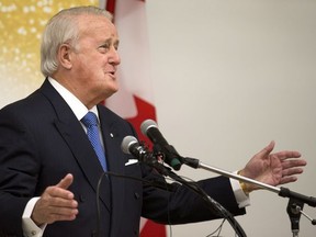 Former Prime Minister Brian Mulroney delivers the 2016 William A. Howard Memorial Lecture at the University of Calgary in Calgary, Alberta on Tuesday, Sept. 13, 2016.