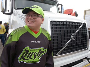 Dylan Dovell at the 10th annual World's Largest Truck Convoy, a fundraiser for Special Olympics, held at the Turvey Centre in Regina, Sask. on Saturday Sept. 10, 2016. Dovell competes in swimming and floor hockey.