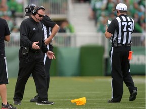 Saskatchewan Roughriders head coach Chris Jones was 0-for-2 on challenges Sunday during a 28-25 loss to the visiting Winnipeg Blue Bombers.