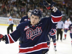 Lane Zablocki, shown during his time with the Regina Pats, scored the overtime winner against his former team on Saturday, leading the Red Deer Rebels to a 4-3 decision at the Enmax Centrium.