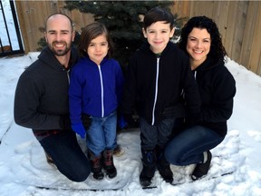 Tanner Kaufmann is seen here with his wife Alyscia and their children Kolt (left, aged 5) and Parks (aged 7).