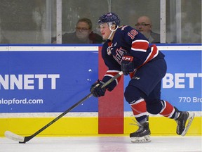 Regina Pats forward Bryan Lockner, shown during Saturday's WHL pre-season game against the Saskatoon Blades, is pleased with his decision to join the Regina Pats.