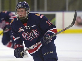 Cole Muir, one of the Regina Pats' top prospects, is shown during Saturday's WHL pre-season game against the visiting Brandon Wheat Kings.
