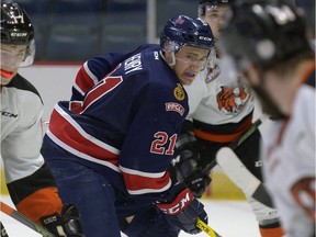 Regina Pats forward Nick Henry, shown in action during the exhibition schedule, was to make his WHL regular-season debut on Friday night against the Prince Albert Raiders.