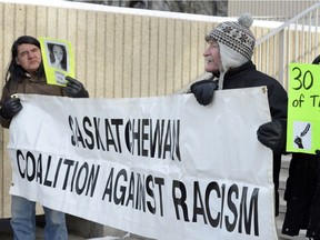 A Regina protest against alleged police racism in 2014.
