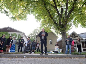 REGINA, SASK :  September 15, 2016  --  Elder Archie Weenie  leads a group of community members in a gathering to mark the death of MacKenzie Keshane in Regina. TROY FLEECE / Regina Leader-Post