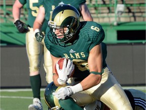 University of Regina Rams slotback Mitch Picton, shown here in a file photo, doesn't believe his team is getting overconfident despite a recent run of success.