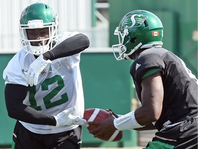 Greg Morris (12) appears set to make his debut with the Saskatchewan Roughriders on Sunday in the Labour Day Classic.