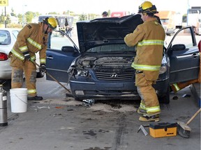 City police arrested two individuals after a stolen vehicle incident and crash came to an end at Husky House in east Regina on Tuesday morning.  One woman was transported to hospital from the scene while in police custody.