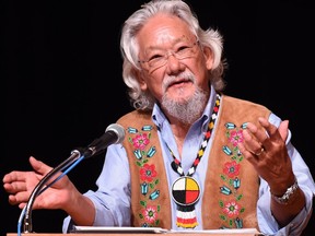 David Suzuki speaks during his, A Conversation on Climate Change presentation at the University of Regina on Sept. 19, 2016.