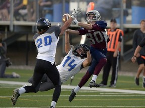 Regina Thunder receiver Kristopher Calcutt (80), shown here in a file photo, is set to return to the PFC team's lineup Saturday after missing four weeks due to injury.