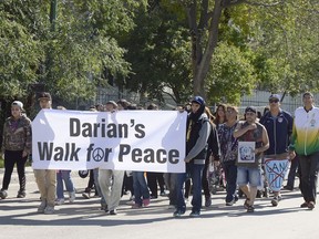 Darian's Walk for Peace took place in North Central Regina on Sept. 18, 2015. The walk began at the site where 16-year-old Darian Moise's body was found on Sept 13, 2015.