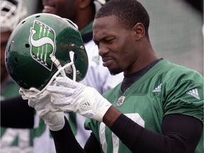 REGINA,Sk: SEPTEMBER 20, 2016 -- Rider Fred Bennett (10) during practice at Mosaic Stadium Wednesday. BRYAN  SCHLOSSER/Regina Leader Post