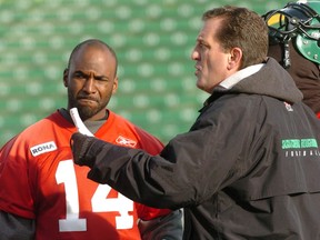 Then-Saskatchewan Roughriders head coach Kent Austin liked what he saw from quarterback Darian Durant in 2007. Durant is shown in the number he wore in his first season with the team.