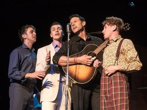 The cast of Million Dollar Quartet, which opens on Sept. 22 at Globe Theatre.