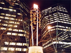 The glockenspiel in 1992 at the corner of 12th Avenue and Scarth Street.