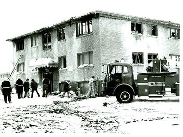 This fire at Rosedale Manor at 1140 McIntosh Street in Regina on February 10, 1974 killed three people and injured others.