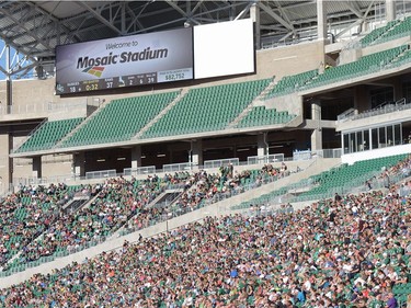 A view of the north screen during the new Mosaic Stadium test event featuring the University of Regina Rams vs. the University of Saskatchewan Huskies in Regina, Sask. on Saturday Oct. 1, 2016.