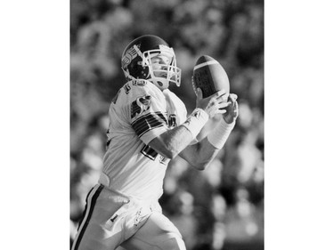 Saskatchewan Roughriders receiver Jeff Fairholm in the late 1980s.