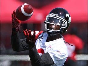 The Saskatchewan Roughriders have signed receiver Jeff Fuller, shown in 2015 with the Calgary Stampeders.