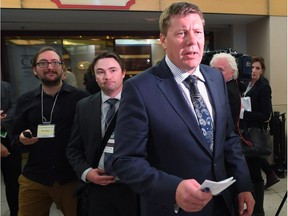 Saskatchewan Environment Minister Scott Moe leaves early from a meeting of Canadian environment ministers in Montreal on Oct. 3.