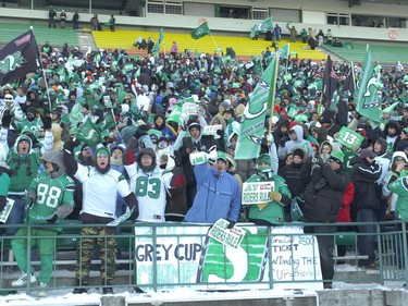 Fans packed the West side stands of Taylor Field as The Saskatchewan Roughriders made their first stop upon returning to Regina at Mosaic Stadium to a crowd of nearly 8,000 fans who braved -42 degree temperatures with the wind chill to greet their beloved Grey Cup Champions  Bryan.