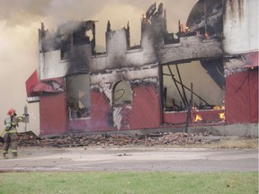 The Claredon Hotel in Gull Lake, Saskatchewan was destroyed by a fire on Oct. 9. (Photo courtesy Lynne Downey)