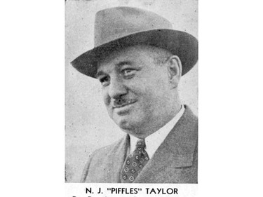 Neil J. (Piffles) Taylor, from 1941 Regina Roughriders program. Program donated by Jerry Cherneski.