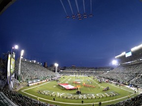 A fly-past was held before the 2013 Grey Cup game at Mosaic Stadium.