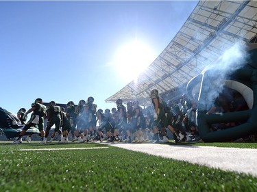 University of Regina Rams' game against the University of Saskatchewan Huskies at the new Mosaic Stadium in Regina.  This is the first event ever held at the new stadium.