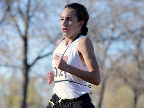 Miller's Kaila Neigum, shown in this file photo from September, won the senior girls title at the Saskatchewan High Schools Athletic Association cross-country championships Saturday in Delisle.