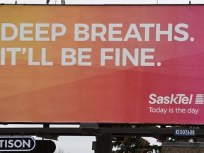 A SaskTel billboard advertisement on the 4600 block of Rae Street in Regina.