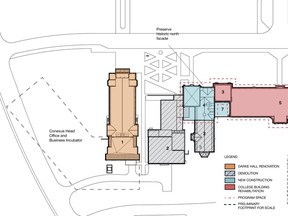 Map of the U of R's College Avenue Campus and the proposed addition of Conexus Credit Union's head office.